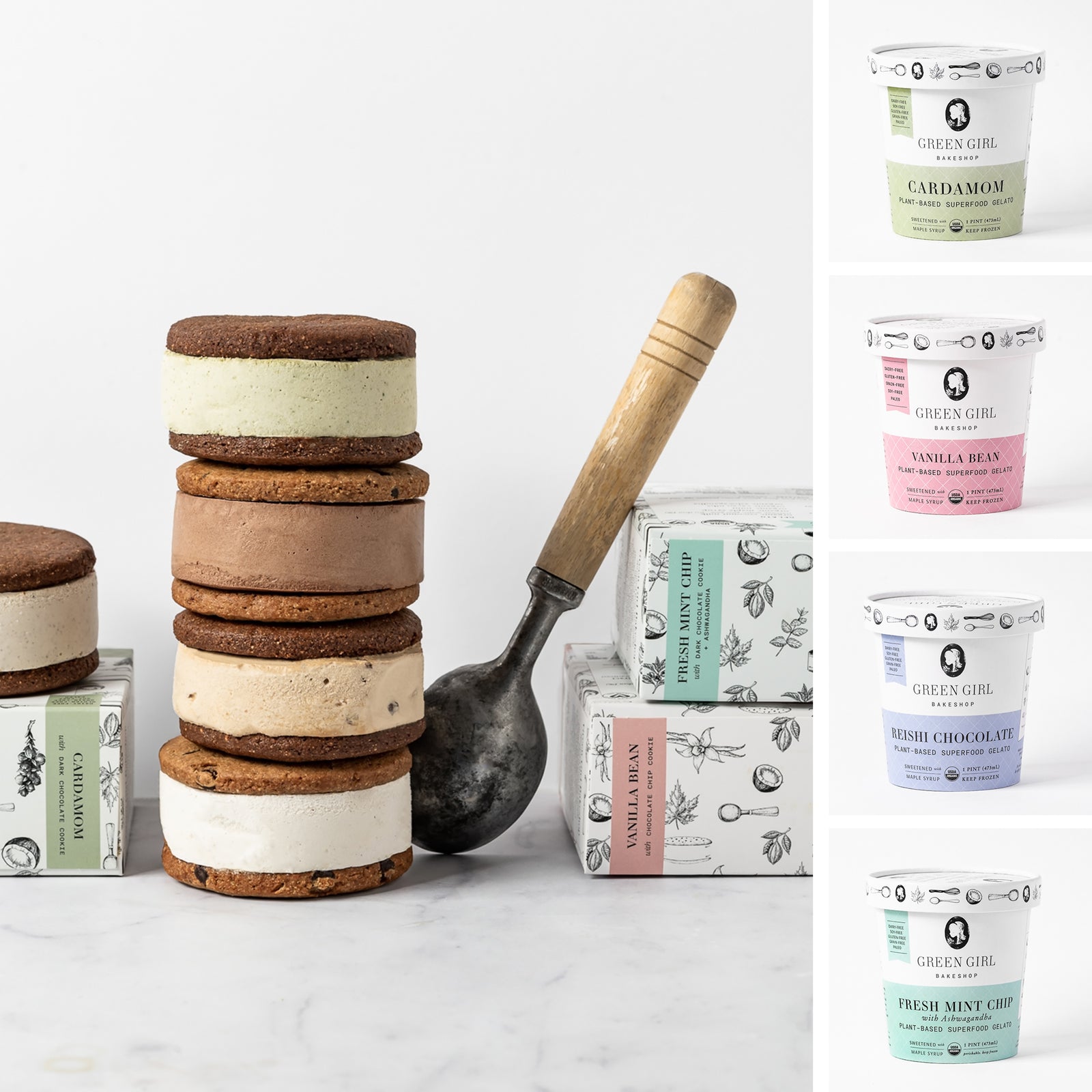 4-Pack Superfood Gelato Pints + 6-Pack Superfood Cookie Sandwiches